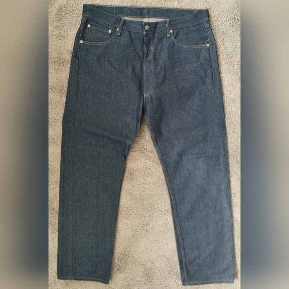 Levi's 501 Fly Button 5 Pocket Crispy Dark Wash Cotton Denim Jeans - Picture 5 of 14